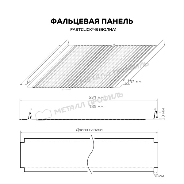 Фальцевая панель FASTCLICK-В (Волна)